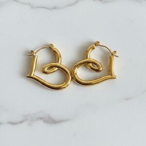 Gold Stainless Steel Hoop Earrings